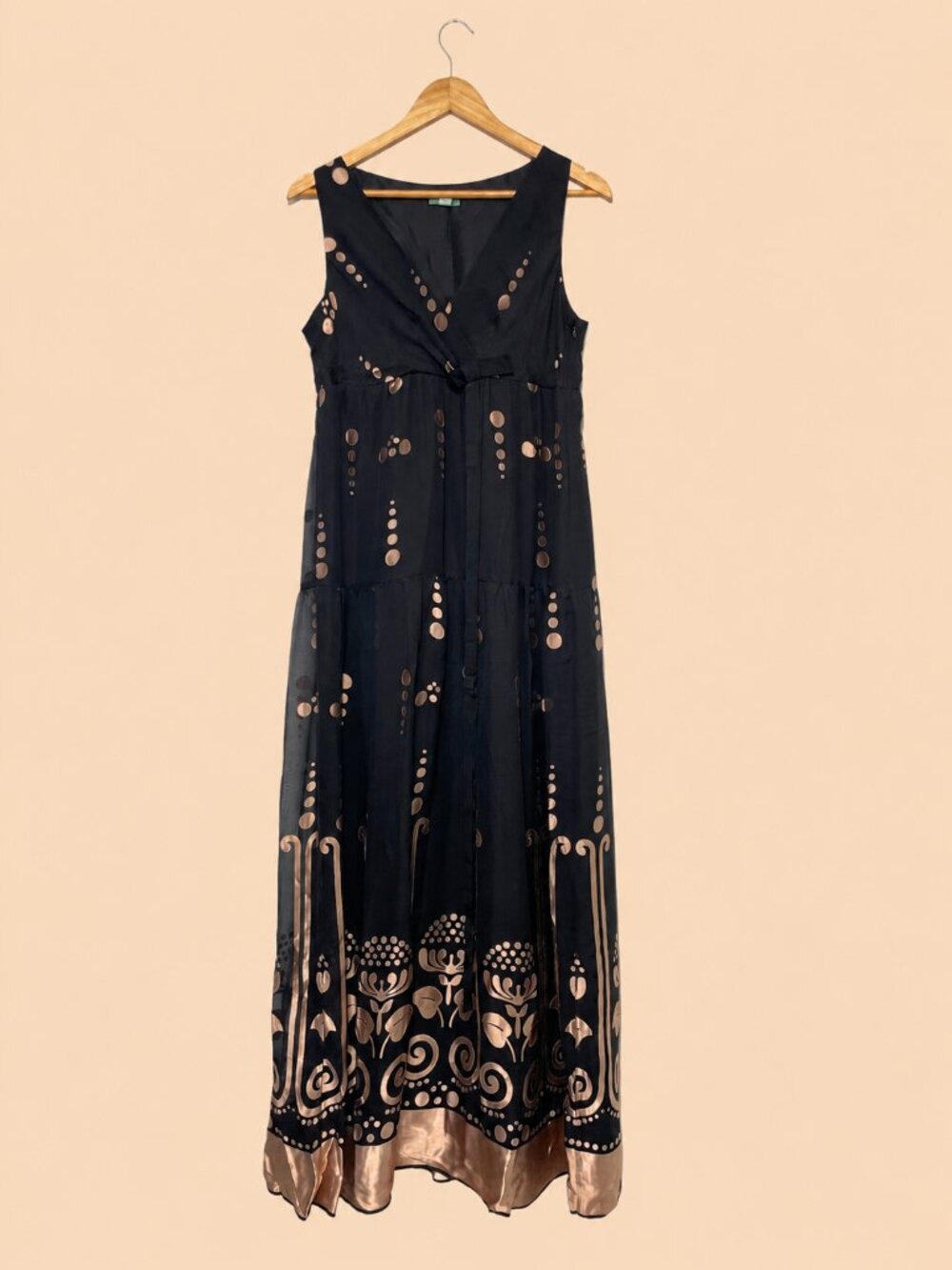 Hoss Intropia Spanish Brand Silk Bohemian Pattern Maxi Dress 40 Size